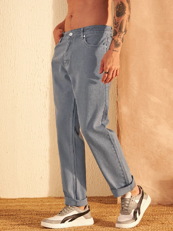 Men's Grey Korean Baggy Fit Jeans