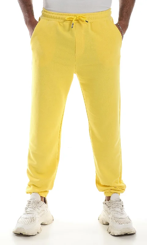 O162603 Comfy 3 Pockets Cotton Yellow Sweatpants