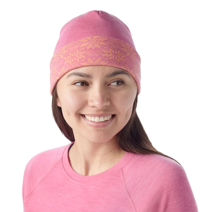 Thermal Merino Reversible Cuffed Beanie - Garden Pink Digi Snow